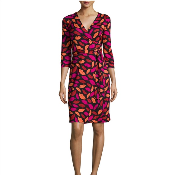 Diane Von Furstenberg Dresses & Skirts - Diane Von Furstenberg New Julian Two Silk Jersey Wrap Dress in Lipstick Print
